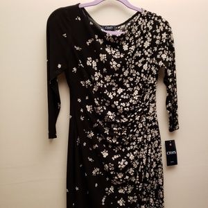 NWT Chaps Floral Drape Front Dress S